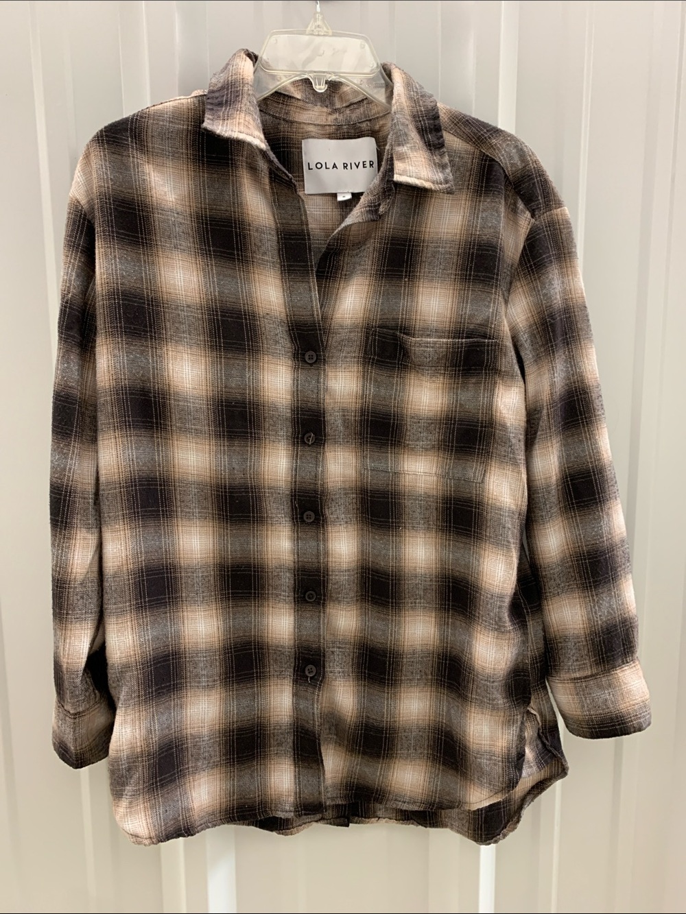 Lola River Women's Plaid Button-Down Shirt - Brown & Black